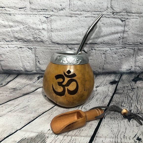 Yerba Mate Gourd Straw Stainless Cup KIT ARTISAN HANDMADE Sing Yogo - Picture 4 of 5